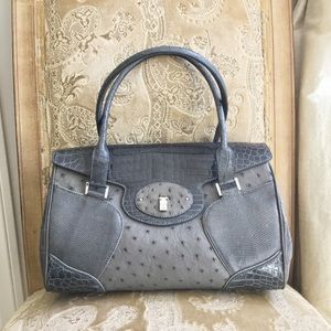 Lambertson Truex crocodile lizard ostrich tote bag
